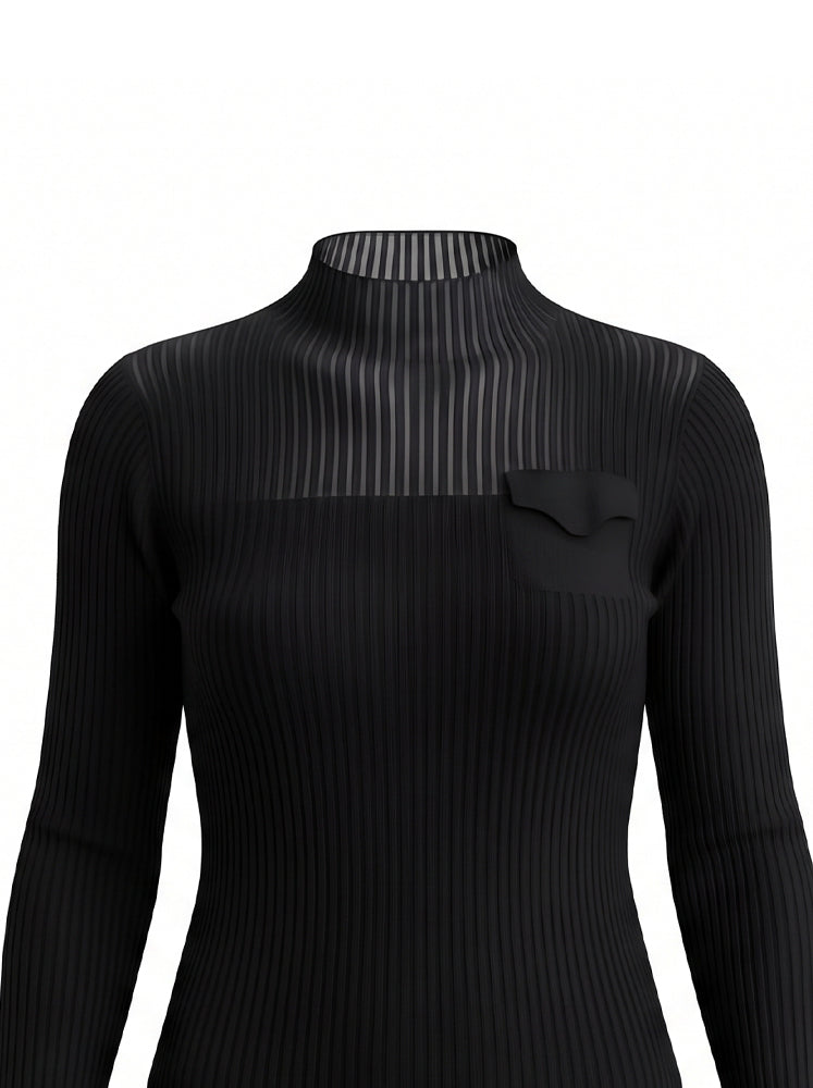 Maglia a costine con taschino