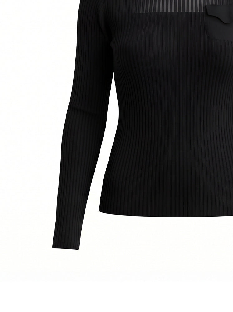 Maglia a costine con taschino