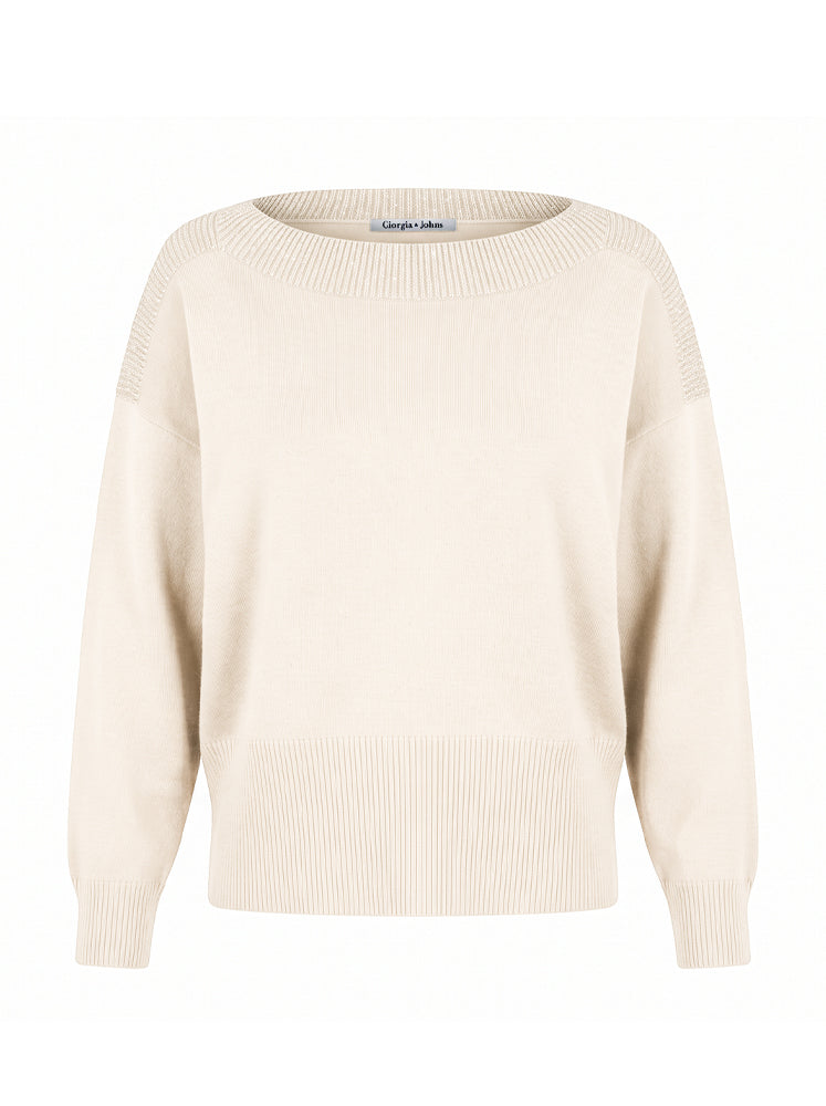 Pullover scollo a barca bordi a costine