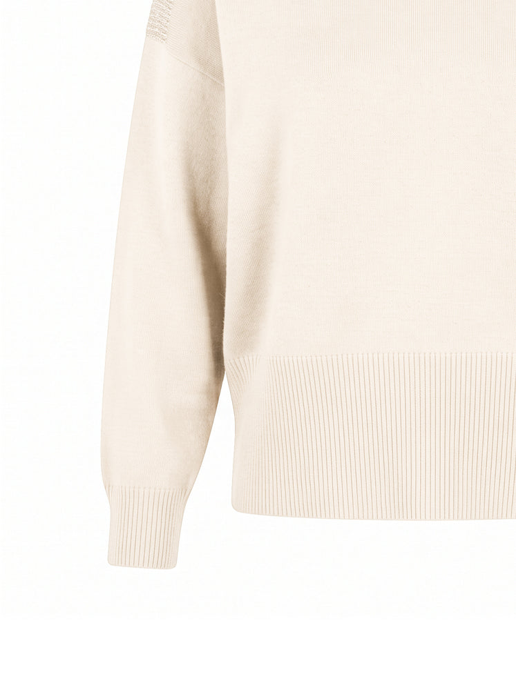 Pullover scollo a barca bordi a costine