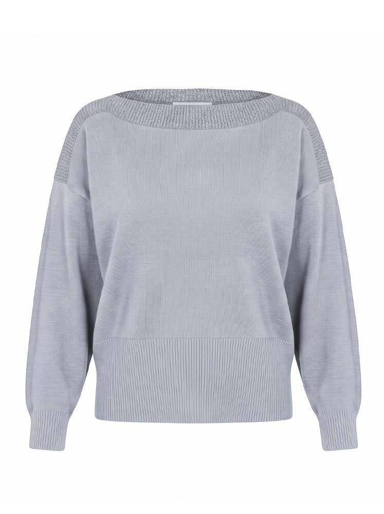 Pullover scollo a barca bordi a costine