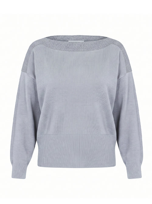 Pullover scollo a barca bordi a costine
