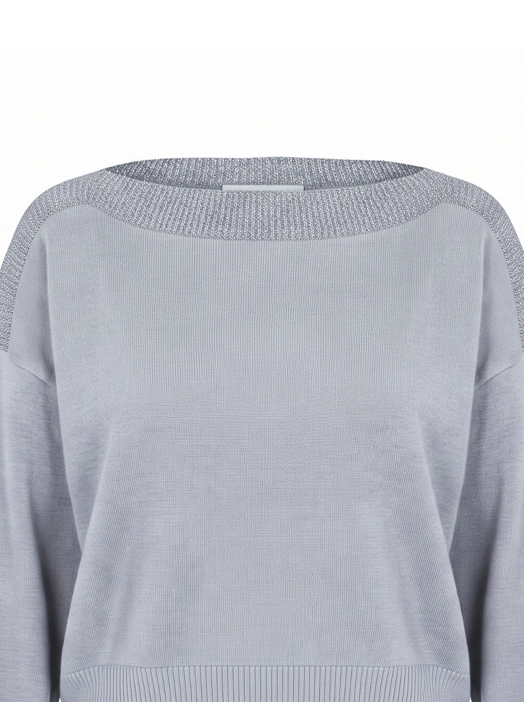 Pullover scollo a barca bordi a costine