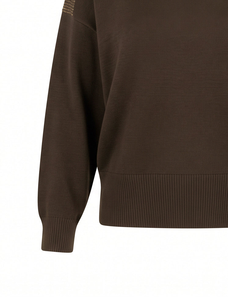 Pullover scollo a barca bordi a costine