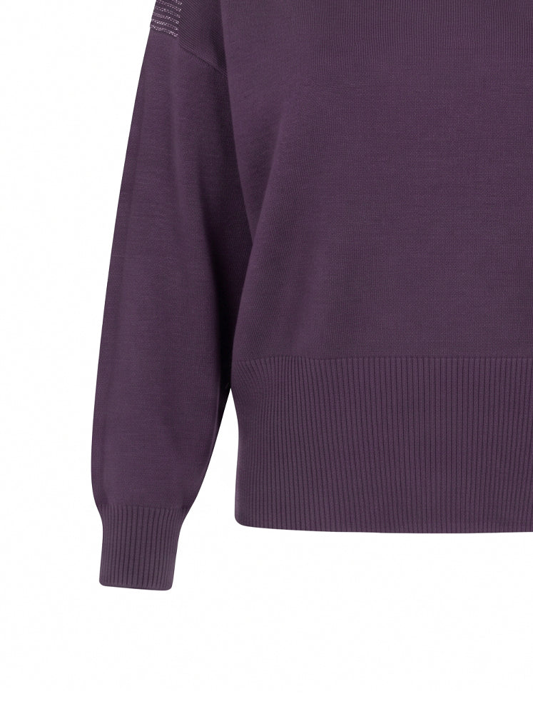 Pullover scollo a barca bordi a costine