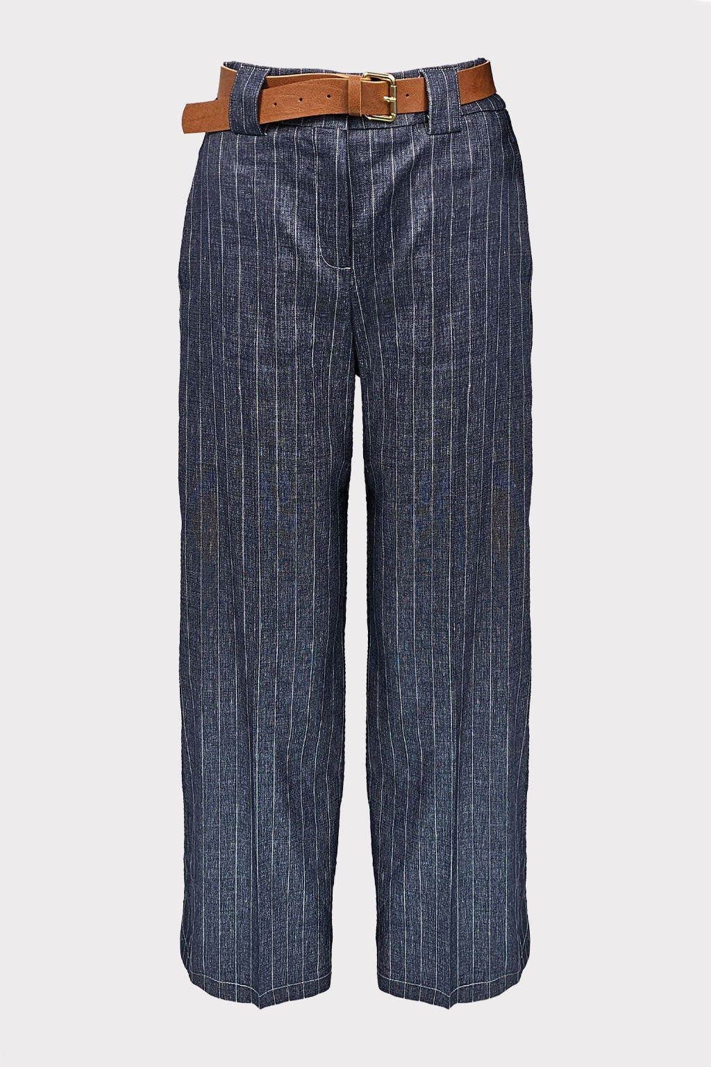 Pantalone jeans gessato retro elastico