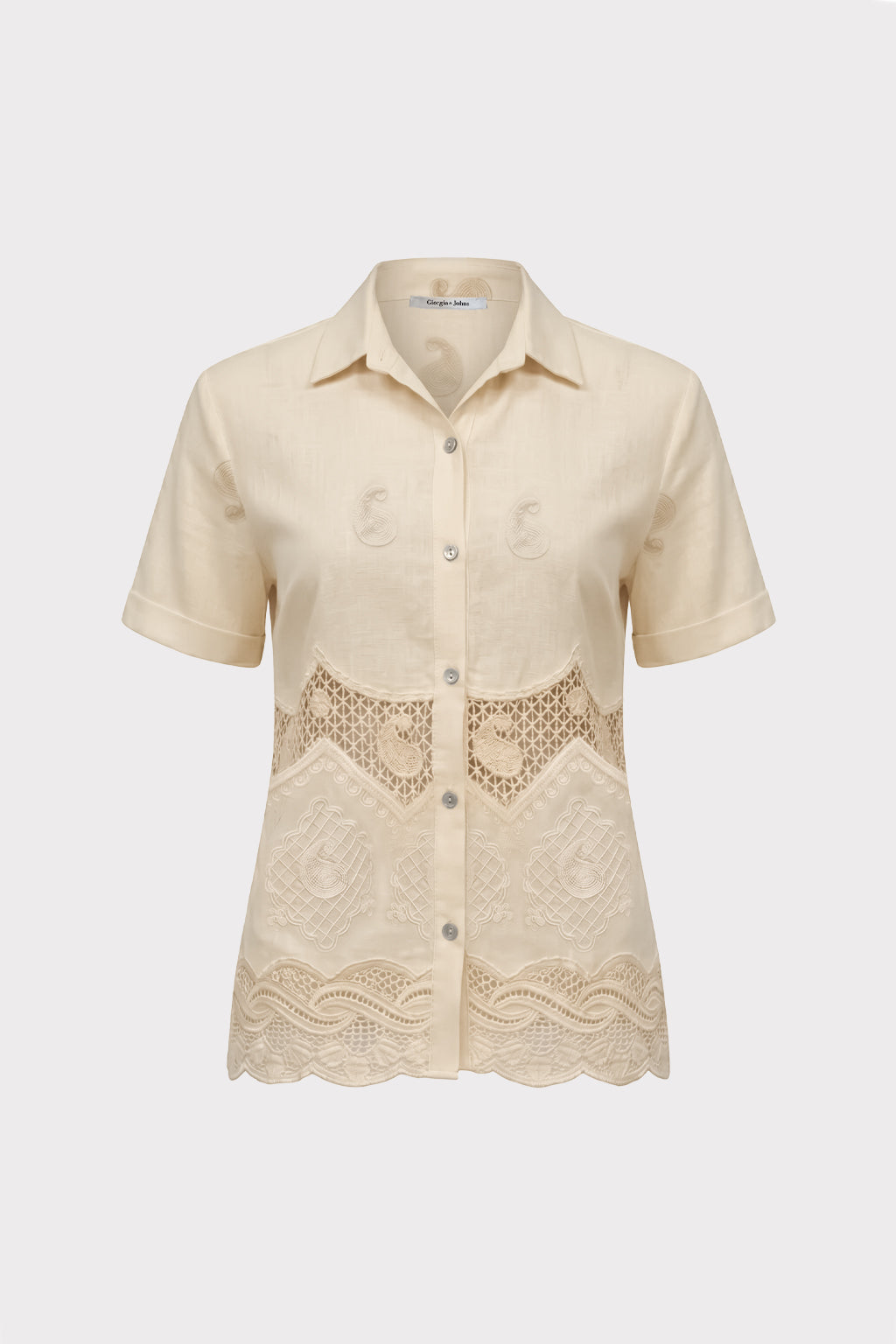 Camicia inserti pizzo e ricami