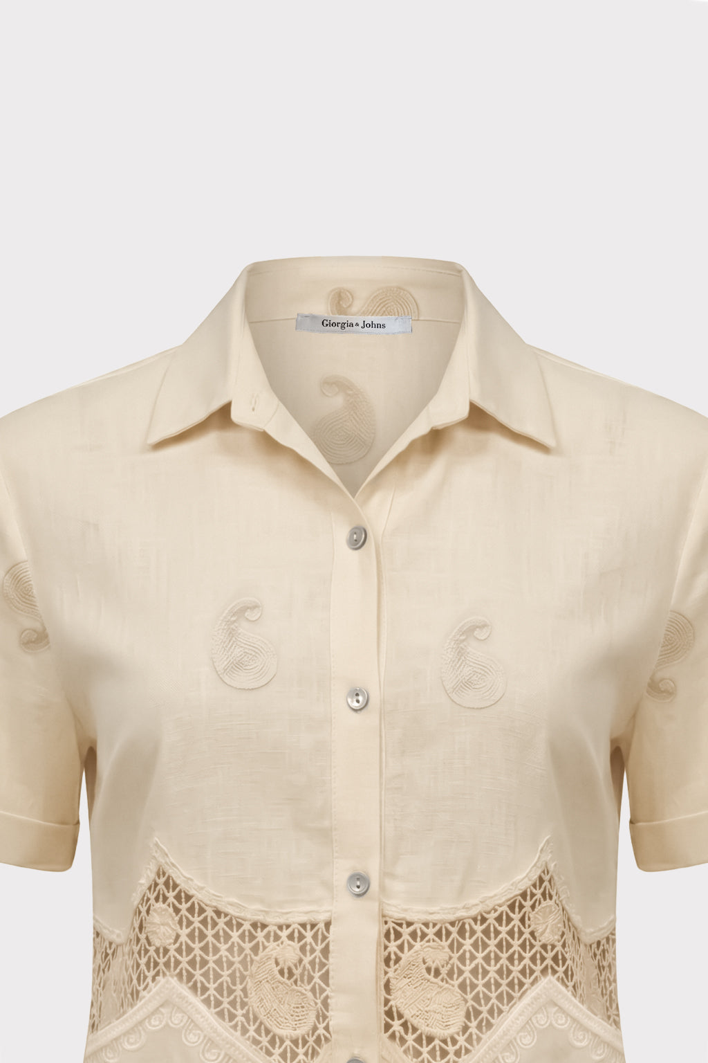 Camicia inserti pizzo e ricami