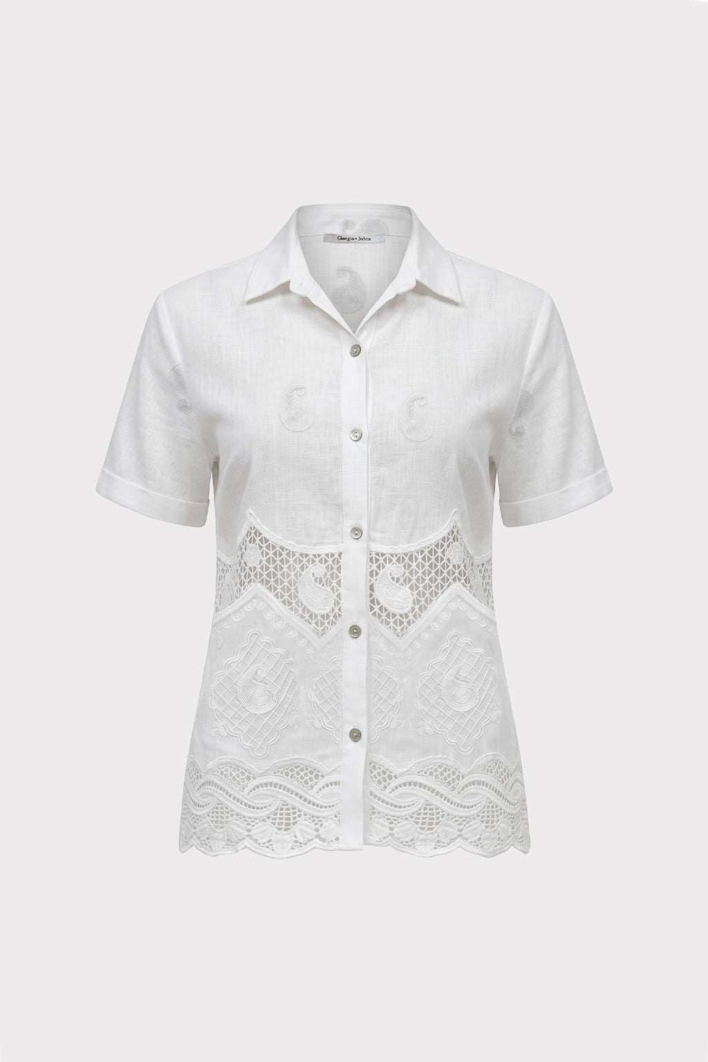 Camicia inserti pizzo e ricami