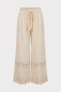 Pantaloni inserti pizzo e ricami