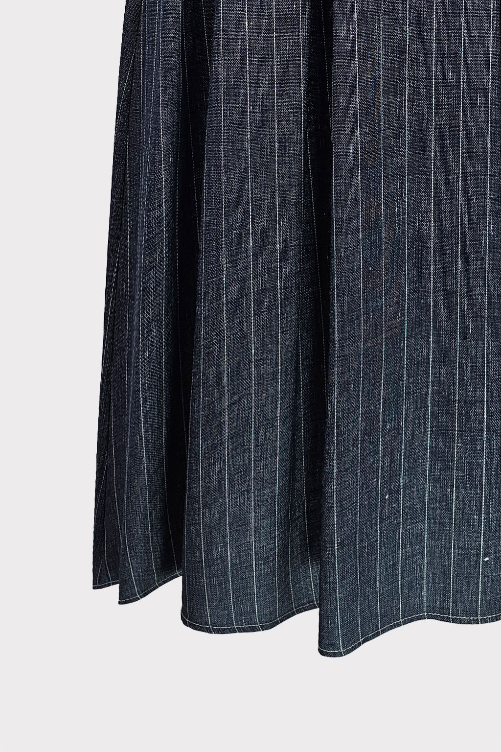Gonna jeans gessato con pieghe