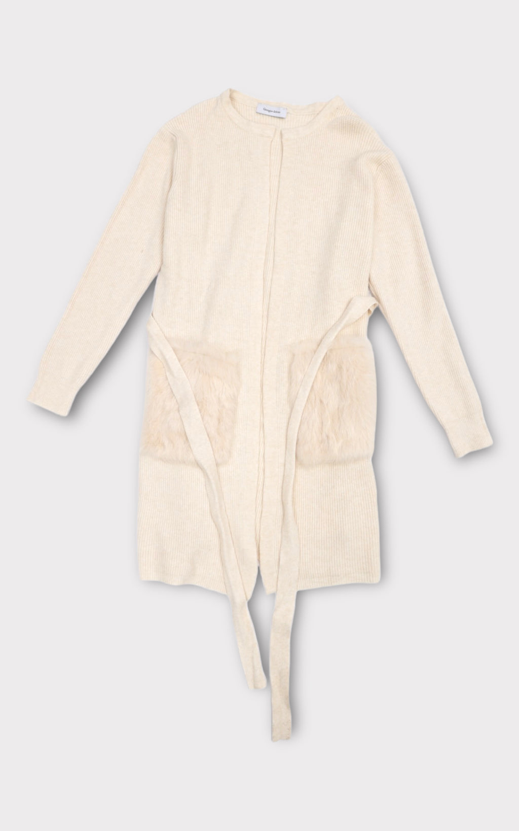 Cardigan lungo tasche pelliccia