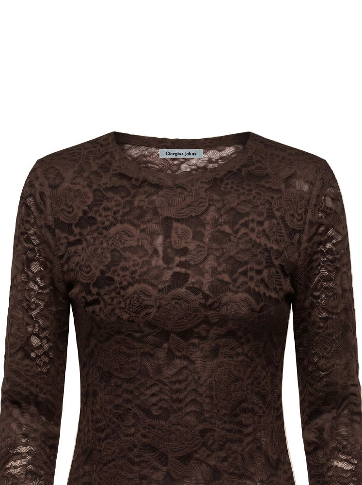 Maglia girocollo in pizzo floreale