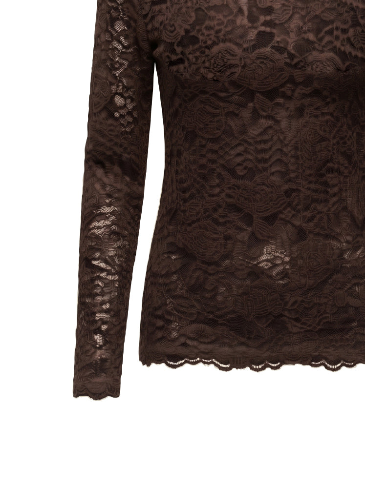 Maglia girocollo in pizzo floreale