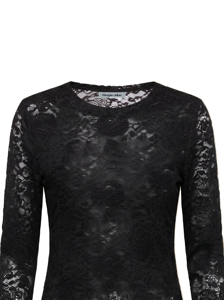 Maglia girocollo in pizzo floreale