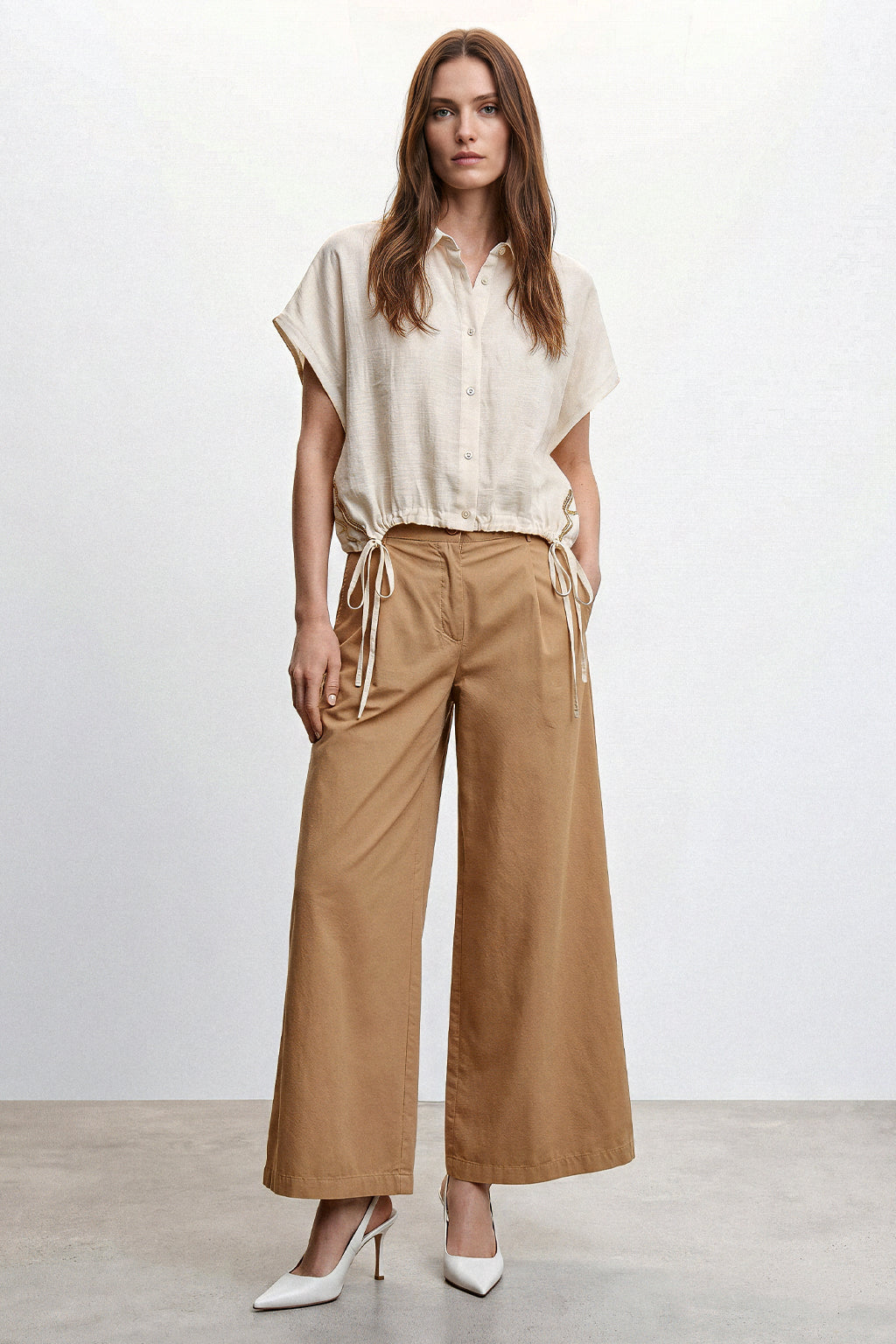 Camicia crop retro paillettes