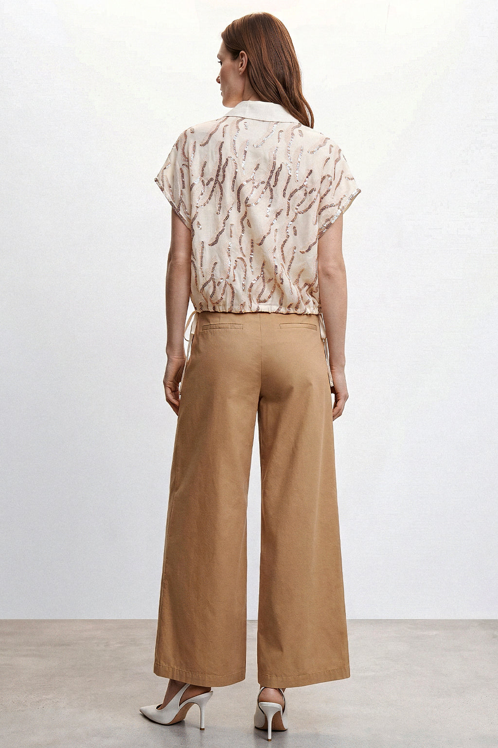 Camicia crop retro paillettes