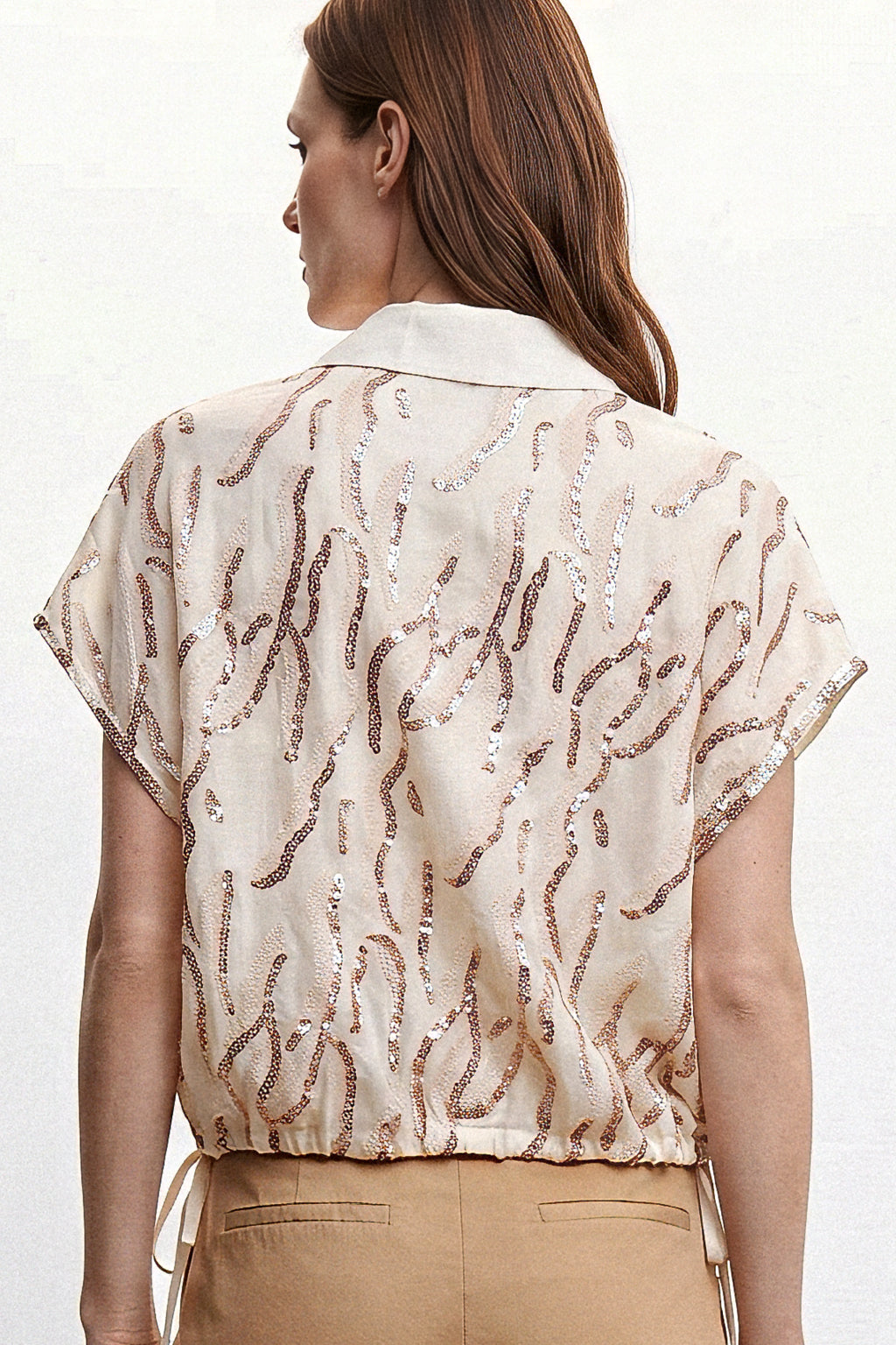 Camicia crop retro paillettes