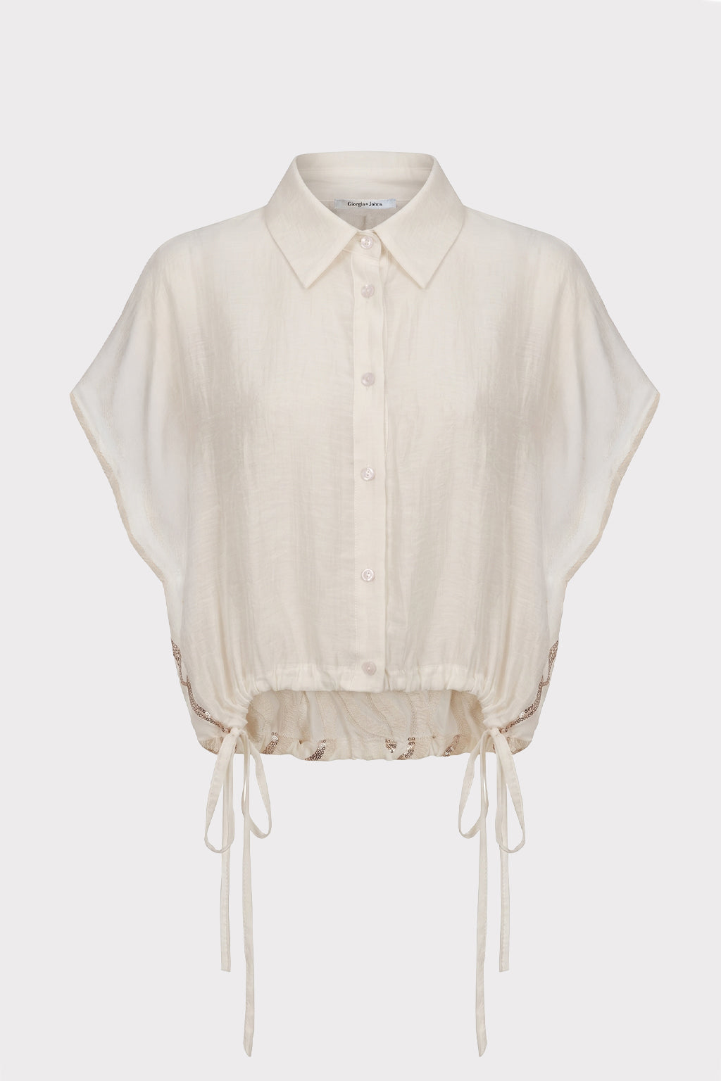 Camicia crop retro paillettes