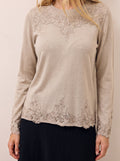 Maglia misto angora inserti in pizzo