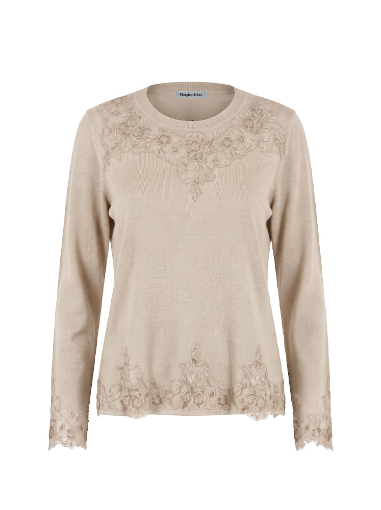 Maglia misto angora inserti in pizzo