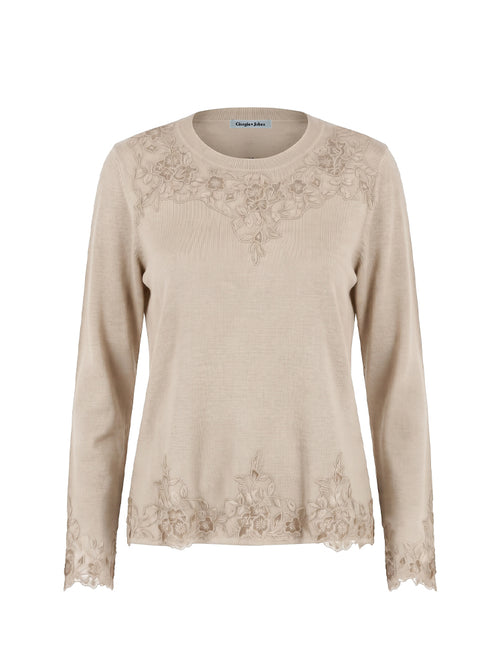 Maglia misto angora inserti in pizzo