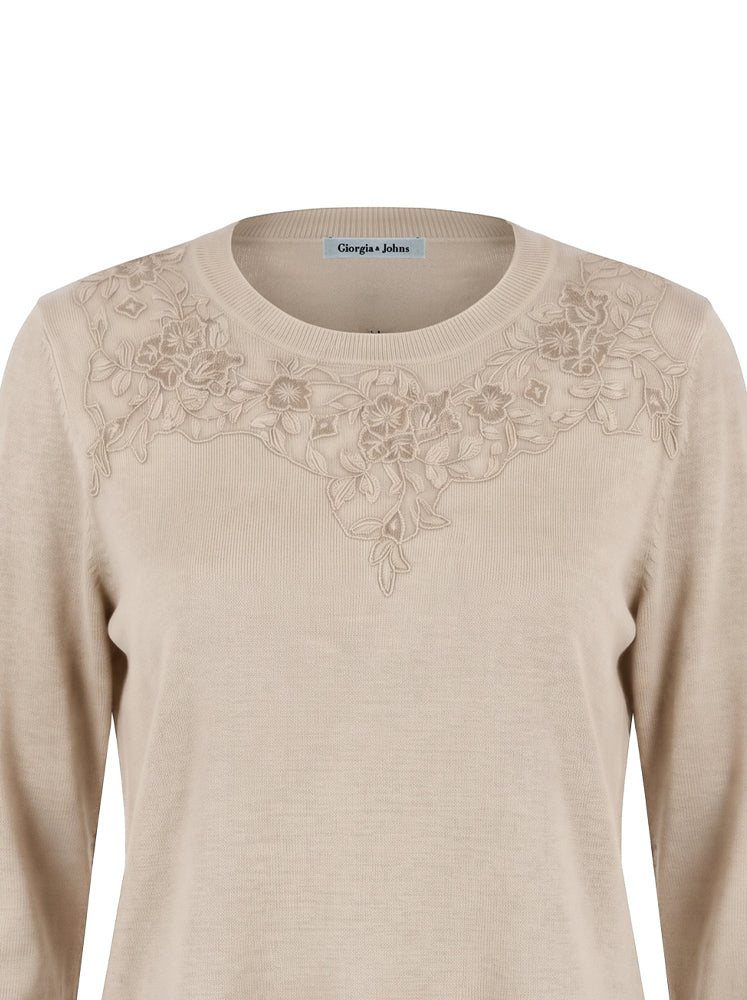 Maglia misto angora inserti in pizzo