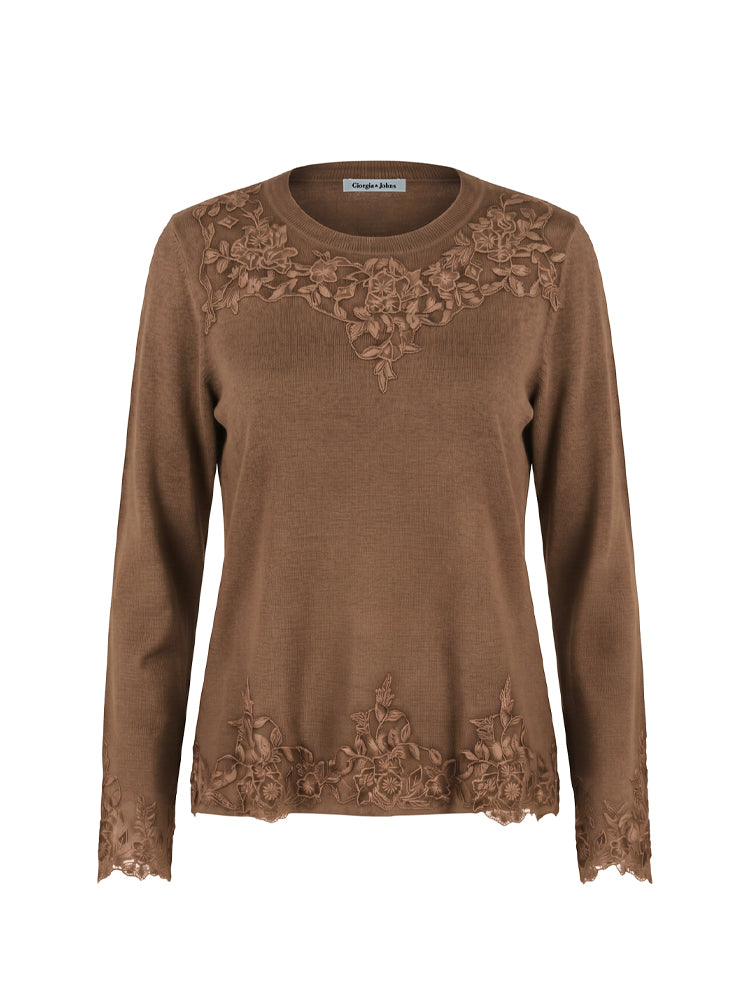 Maglia misto angora inserti in pizzo