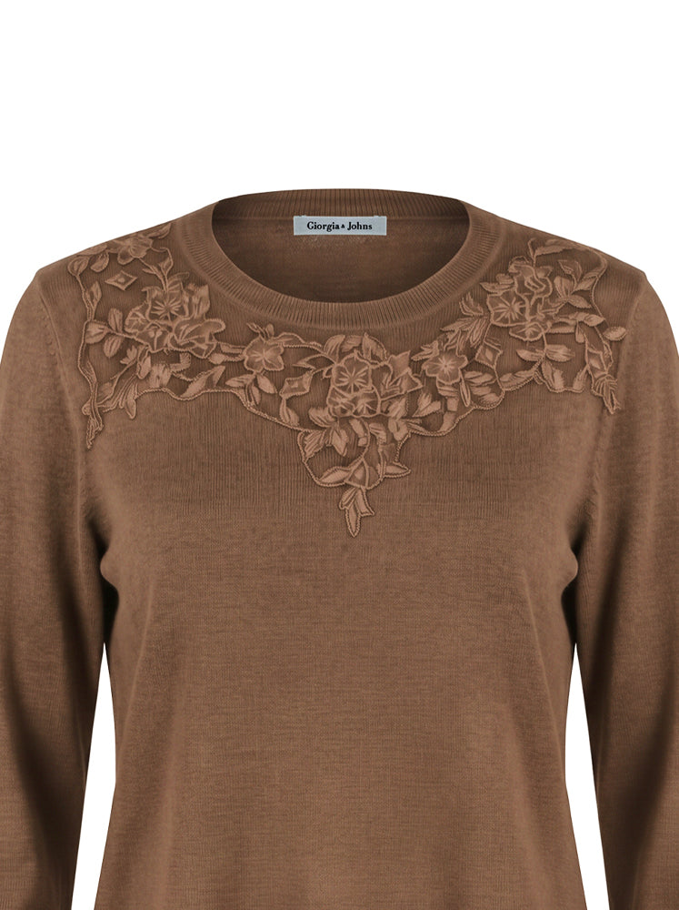 Maglia misto angora inserti in pizzo