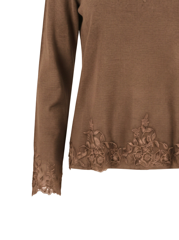 Maglia misto angora inserti in pizzo