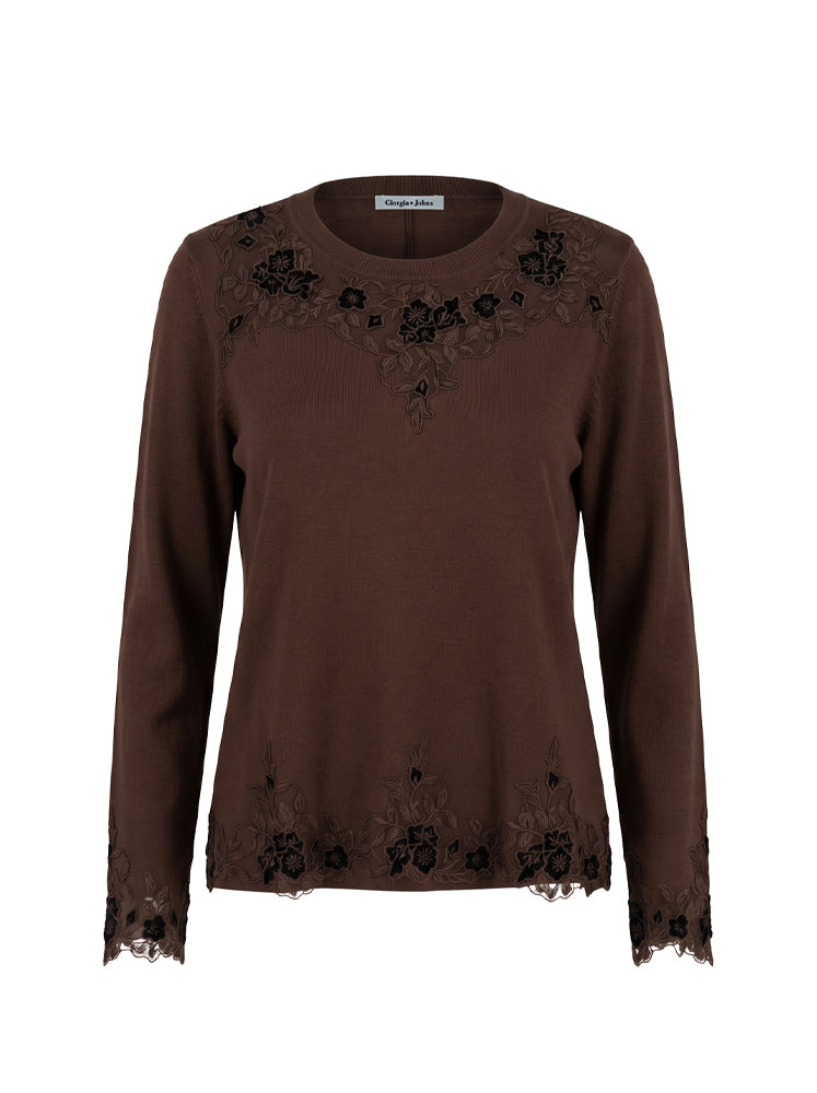 Maglia misto angora inserti in pizzo
