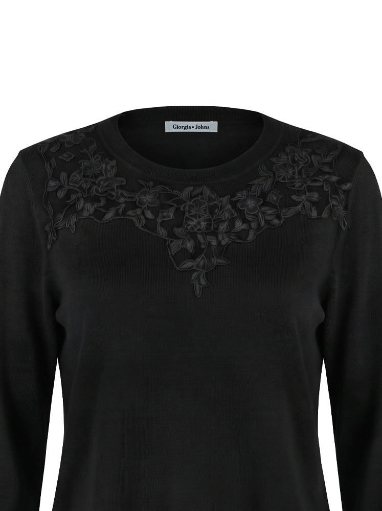 Maglia misto angora inserti in pizzo
