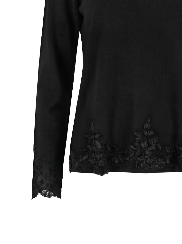 Maglia misto angora inserti in pizzo