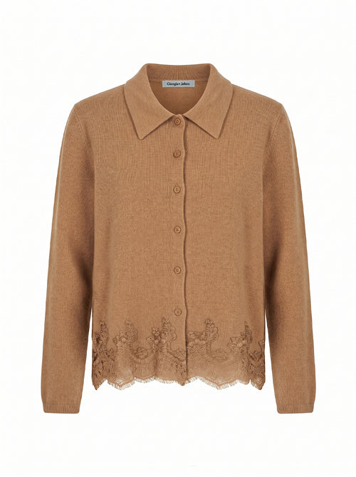 Cardigan misto angora bordo in pizzo