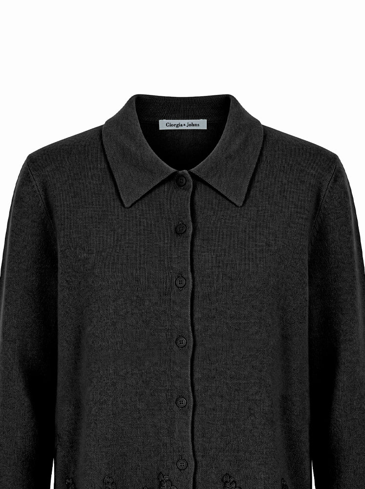Cardigan misto angora bordo in pizzo
