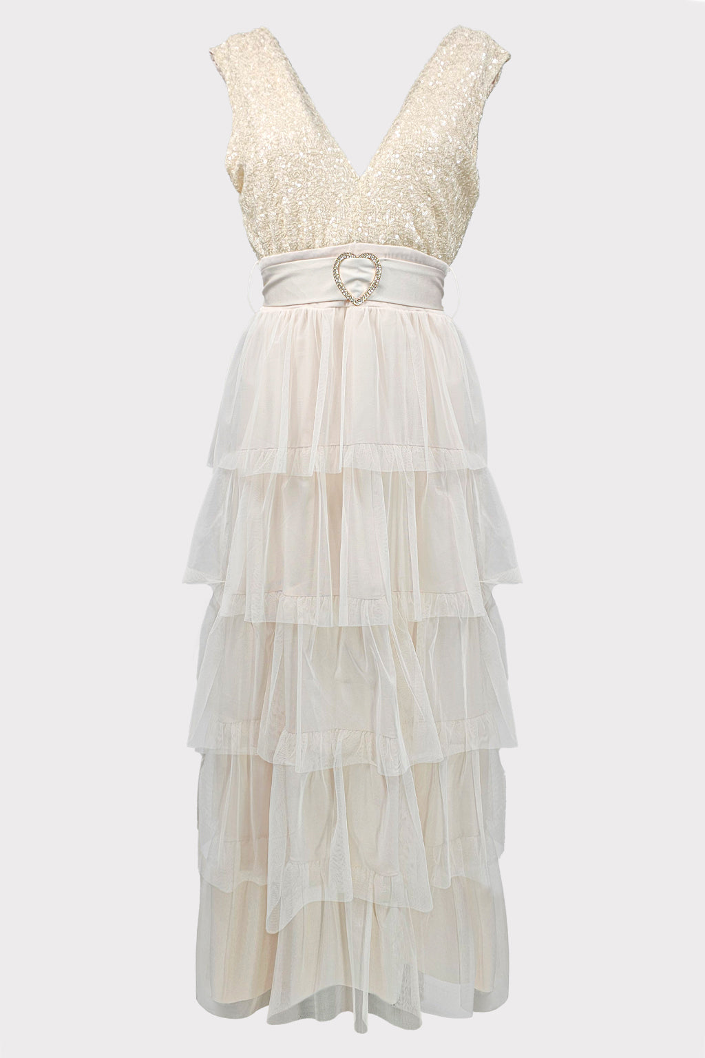 Abito tulle corpetto paillettes
