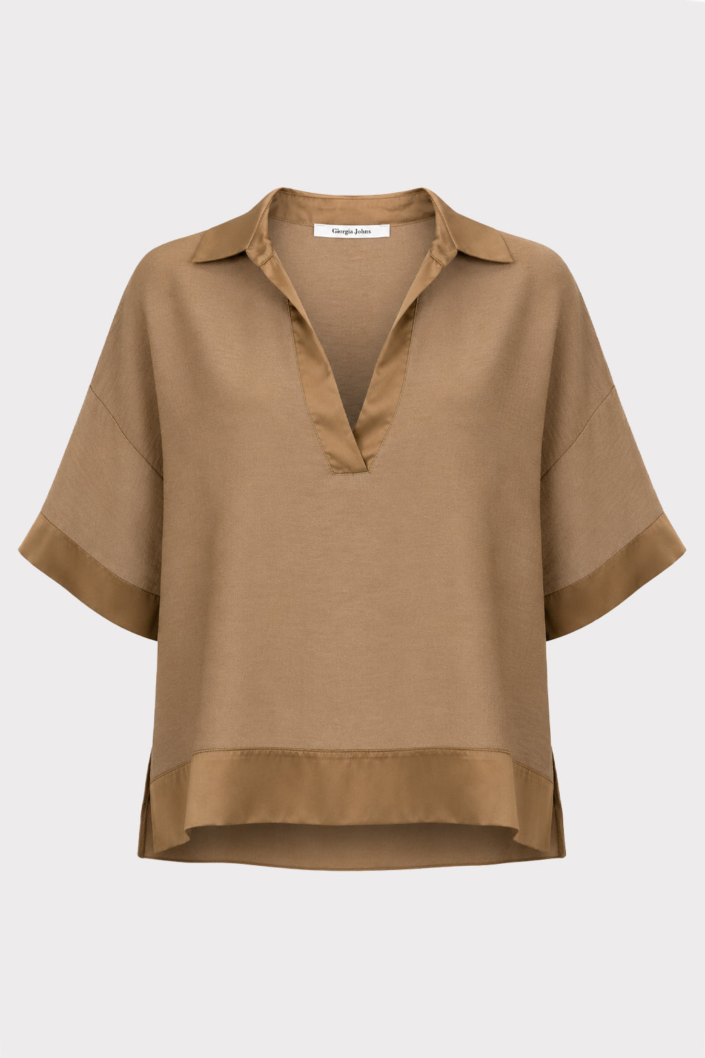Blusa over inserti in raso