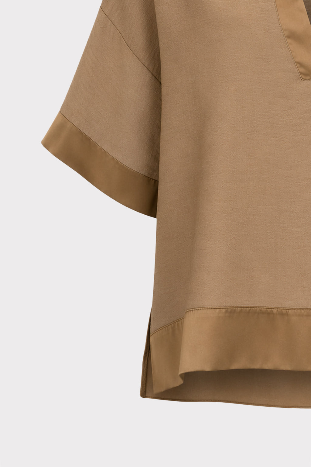 Blusa over inserti in raso