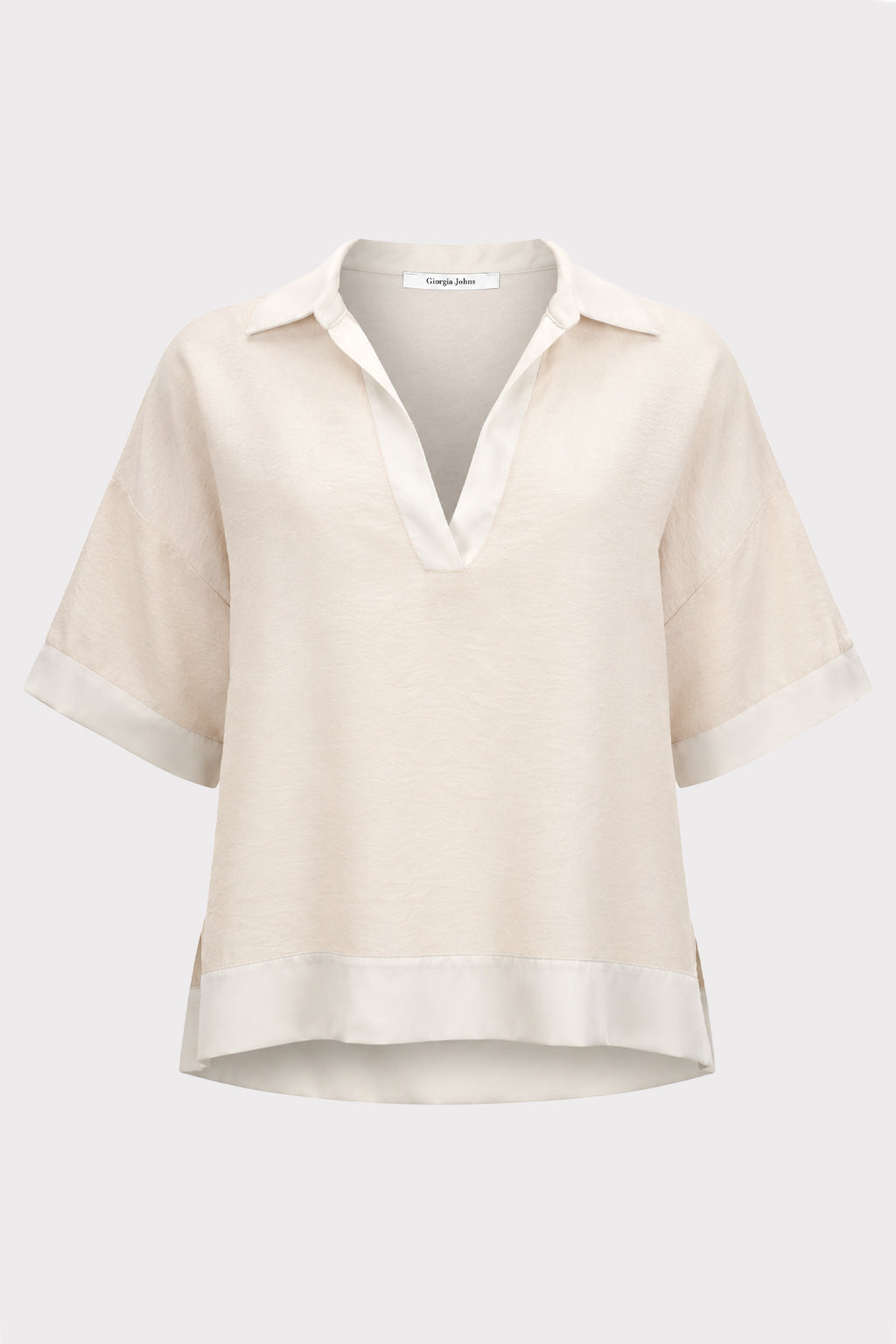 Blusa over inserti in raso