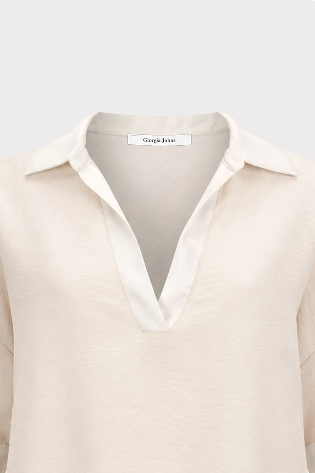 Blusa over inserti in raso
