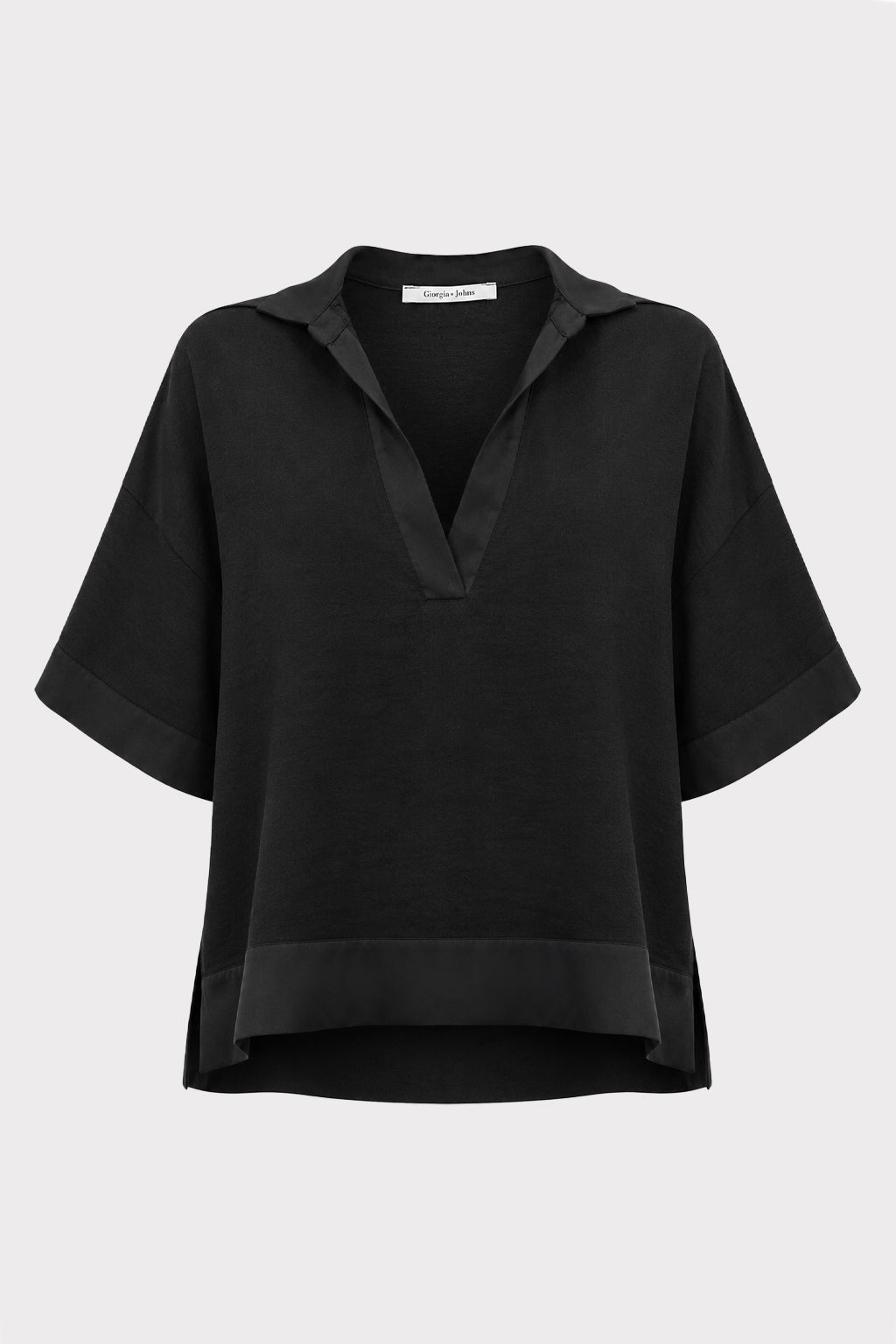 Blusa over inserti in raso