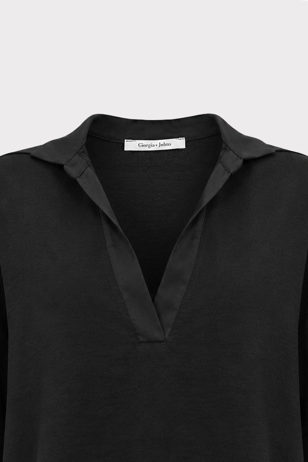Blusa over inserti in raso