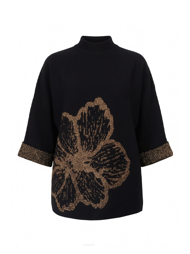 Maglia boxy con macro fiore