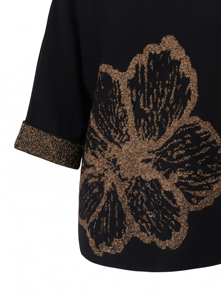 Maglia boxy con macro fiore