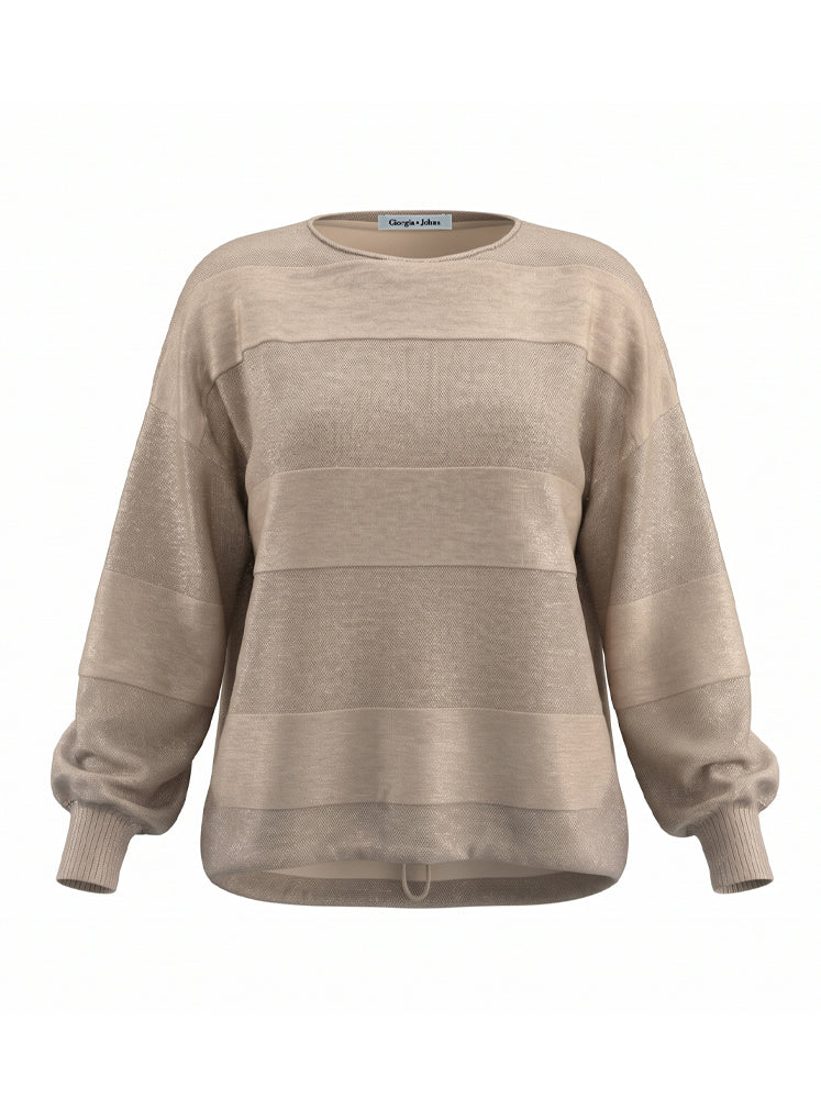 Pullover girocollo texture riga e coulisse
