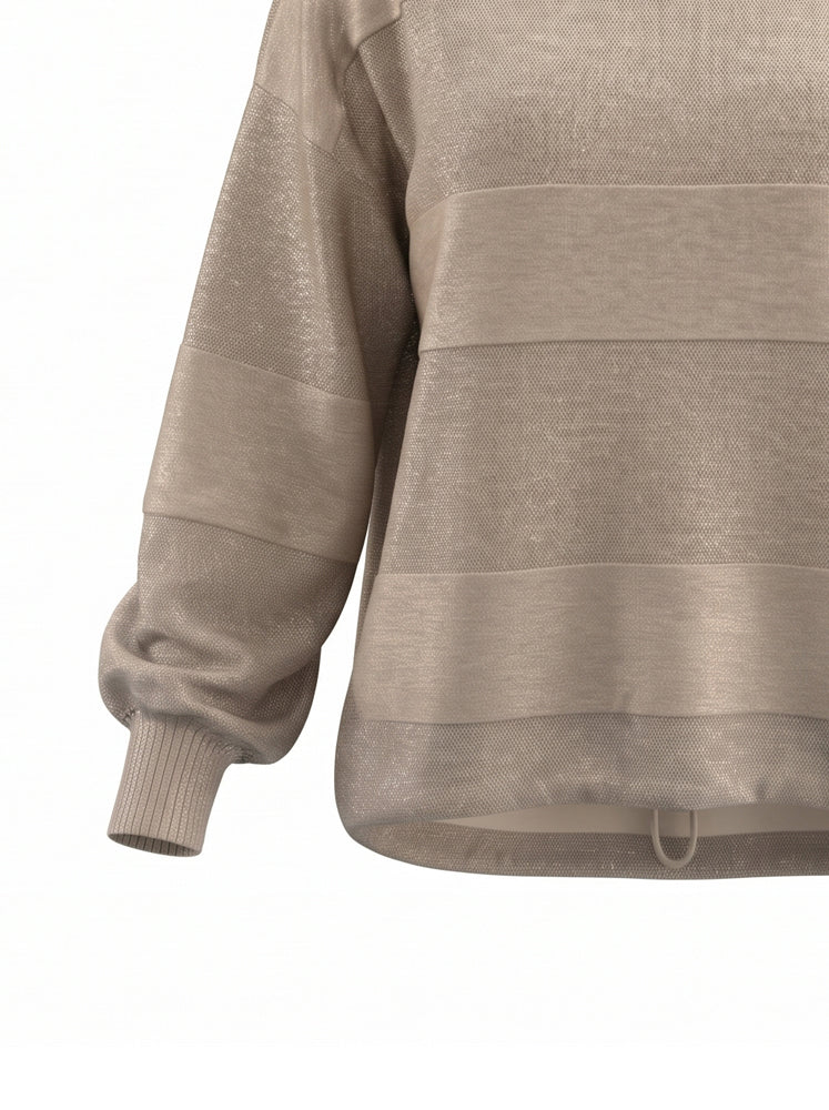 Pullover girocollo texture riga e coulisse