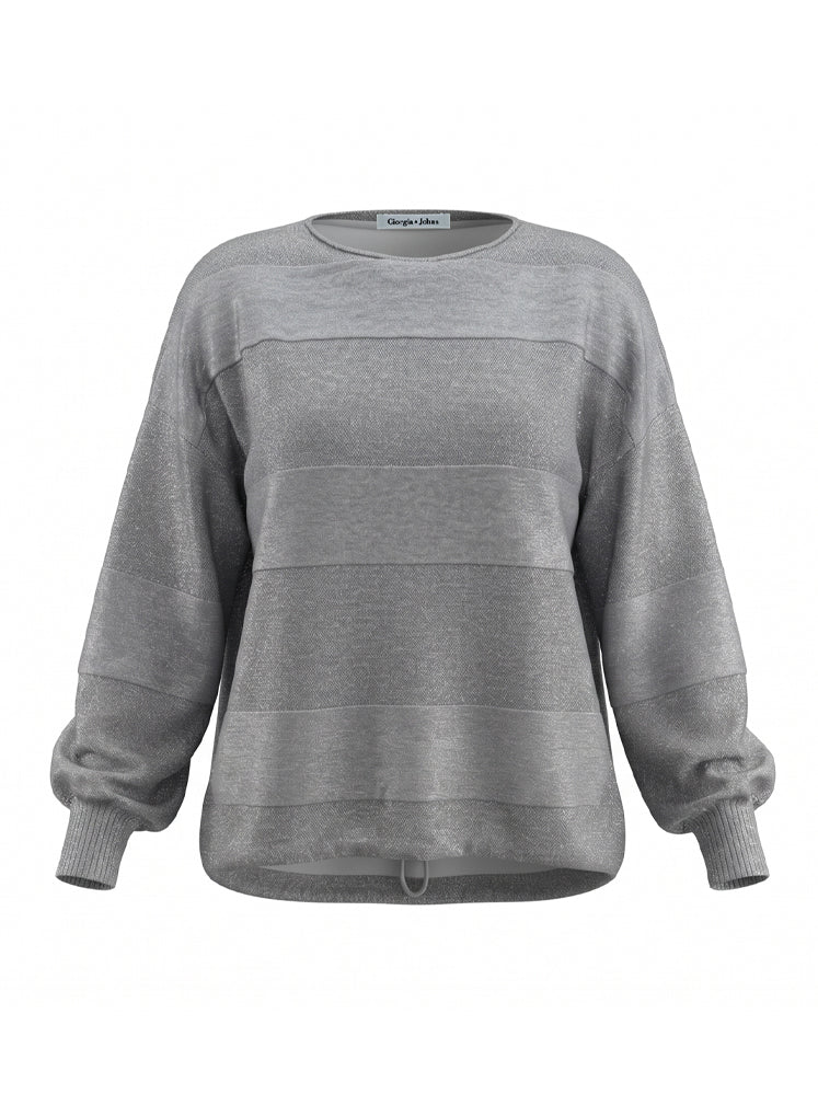 Pullover girocollo texture riga e coulisse