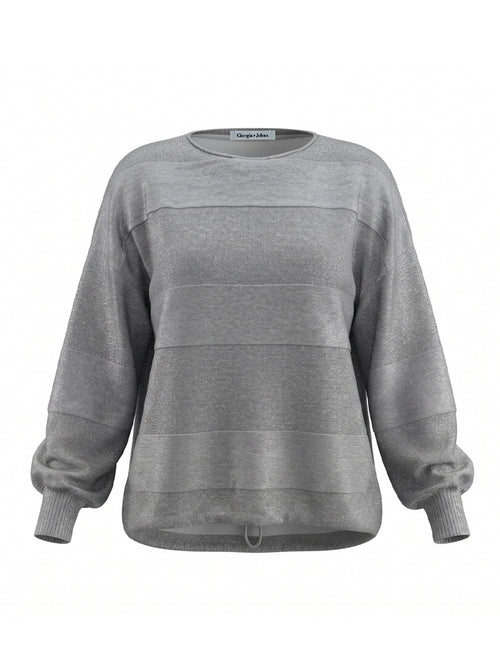 Pullover girocollo texture riga e coulisse