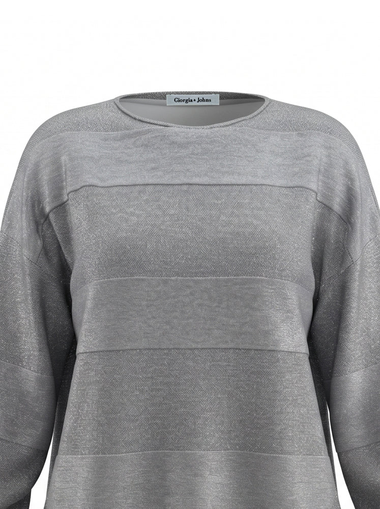 Pullover girocollo texture riga e coulisse