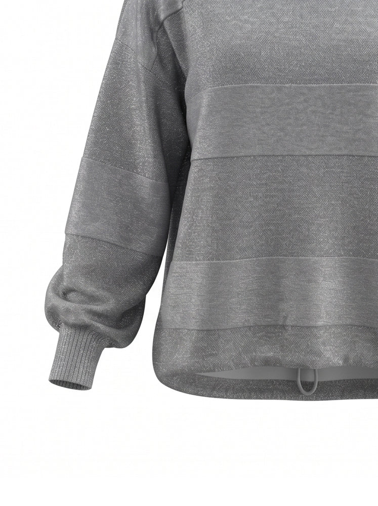 Pullover girocollo texture riga e coulisse